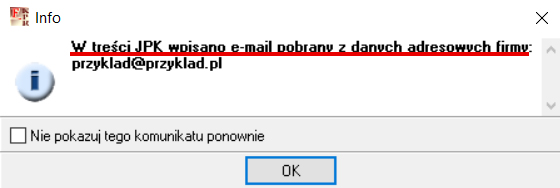 e-mail wewnątrz JPK